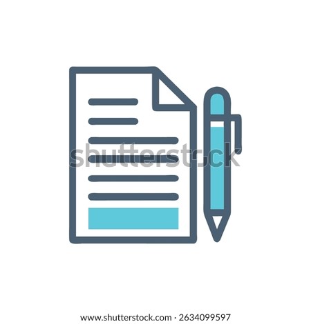 Iconic document and pen signify business processes and agreements