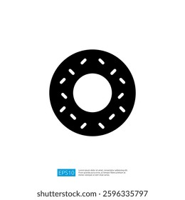 Iconic Donut Design Featuring Simple Circle Outline and Decorative Dots in Black and White