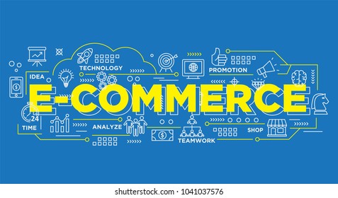 iconic ecommerce startup banner, with modern style and abstract thin line, use for presentation background or product introduction, 