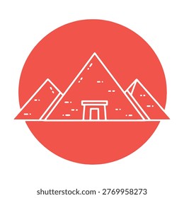 Iconic Egyptian pyramids in a circular logo, symbolizing ancient history and culture.