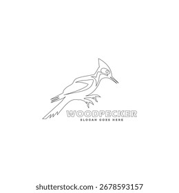 Icônico Elegante Woodpecker Logo Vetor Modelo