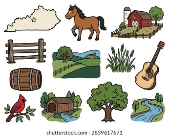 Iconic elements representing Kentucky