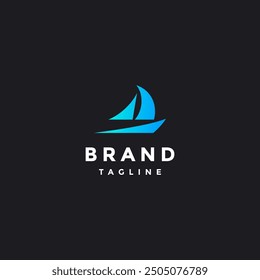 Barco rápido icónico en el diseño del logotipo oscuro. Diseño de logotipo de icono de velero rápido.