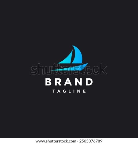 Iconic Fast Boat in The Dark Logo Design. Fast Sailing Sailboat Icon Logo Design.