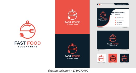 Iconic fast food logo illustration, food, eat, restaurant, orange Premium Vector