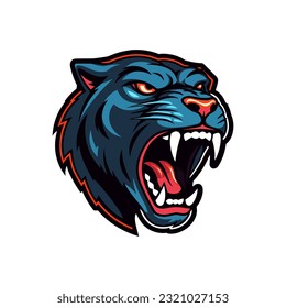 An iconic and fierce howling panther head vector clip art illustration, evoking a sense of fearlessness and primal energy, suitable for tattoos, posters, and high-impact visuals