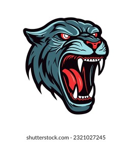 An iconic and fierce howling panther head vector clip art illustration, evoking a sense of fearlessness and primal energy, suitable for tattoos, posters, and high-impact visuals