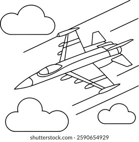 Iconic Fighter Jet Vector for Printable Coloring Pages