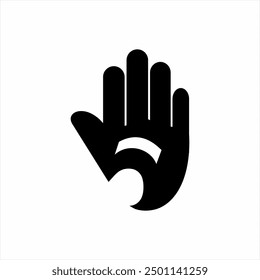 Iconic five finger hand logo design with number 5 in negative space.