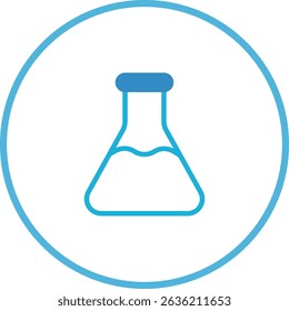 Iconic flask emblem representing chemistry, science laboratory, and research