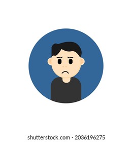 iconic flat character design male with sad expression