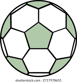 Iconic flat vector illustration of a classic green and white soccer ball. Perfect for sports websites, tournament branding, football club logos, gaming apps, and physical education materials.