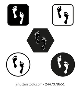 Iconic footprints on shapes. Direction indication concept. High contrast design. Vector illustration. EPS 10.