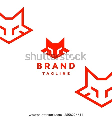 Iconic Fox Robot Face Logo Design. Futuristic Red Orange Fox Head Logo Design.