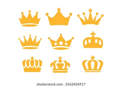 Iconic golden crown vector illustration set for eye-catching visuals, golden crown, crown collection, luxury, elegant, premium, majestic, decorative, crownlike, imagery, ornate, prestigious, affinity