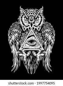 iconic hand drawn owl illustration