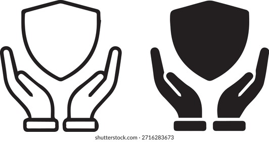 Iconic Hands Holding Shield Symbolizing Protection and Security