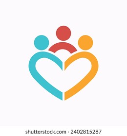 A Iconic Harmonious Community Logo - Stylized Figures in Heart Shape Symbolizing Love, Care, and Inclusive Society