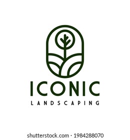 Iconic Hill Landscaping Trees Logo Tamplate