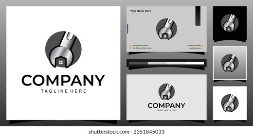 An iconic home design featuring a wrench kit with a home, this logo is perfect for the home improvement industry