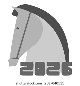 Iconic horse silhouette design representing the year 2026 in a minimalistic style