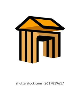 Iconic house stands abstractly isolated form