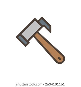 Iconic illustration of a carpenter's hammer isolated on White