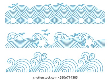 An iconic illustration of Japanese waves, inspired by traditional ukiyo-e aesthetics.
