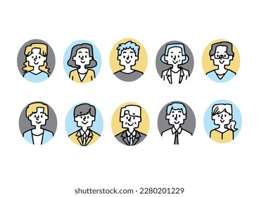 Iconic Illustration of office workers of various ages and genders