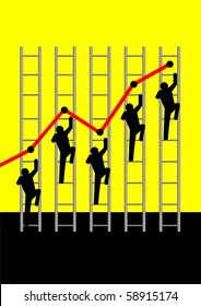 Iconic illustration of people climbing the ladders