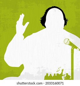 Ikonisches Illustrationsporträt von Ustad Nusrat Fateh Ali Khan. Shahenshah-e-Qawwali. König der Könige von Qawwali.