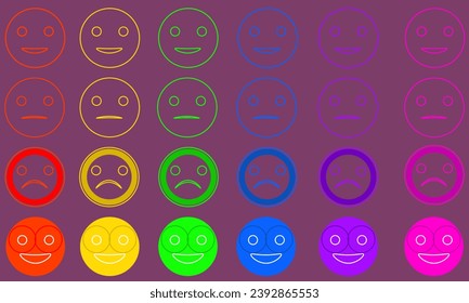 Iconic illustration of satisfaction level. Range to assess the emotions of your content. Feedback in form of emotions. User experience. Customer feedback. Excellent, good, normal, bad, awful.