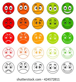 Iconic illustration of satisfaction level. User experience. Customer feedback.