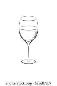 Iconic illustration of a sparkling clear wine or juice glass