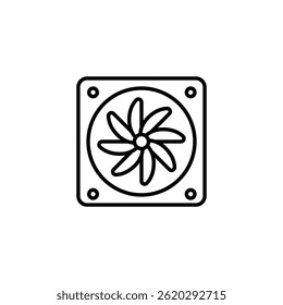 Ilustración icónica de un ventilador de computadora estilizado para fines de ventilación