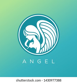 Iconic illustrations angels, side view