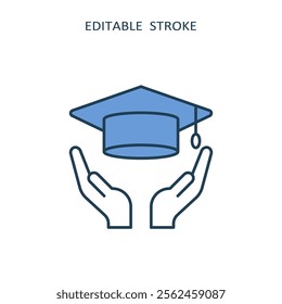 An iconic image of a graduation cap held by two hands symbolizes inclusive education, highlighting accessibility and equal opportunities for all, particularly for students with special needs