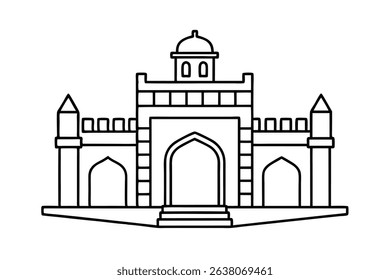 Iconic indian gateway arch line drawing illustration