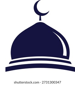 Cúpula da mesquita islâmica icônica com símbolo crescente da lua no fundo transparente