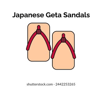 Iconic Japanese symbol and mascot in cartoon style. Japanese geta sandals.