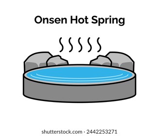 Iconic Japanese symbol and mascot in cartoon style. Japanese onsen hot spring illustration.