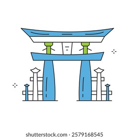 Iconic Japanese Tori Gate Vector Icon Design