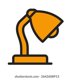 Lâmpada icônica ilumina objeto laranja plano em branco definindo estilo iconográfico