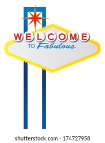 The iconic Las Vegas welcome sign, which is in the public domain, with a blank space for text.