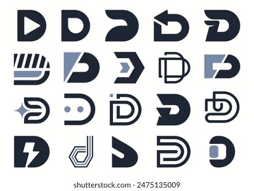 Iconic Letter D Logo Element Set