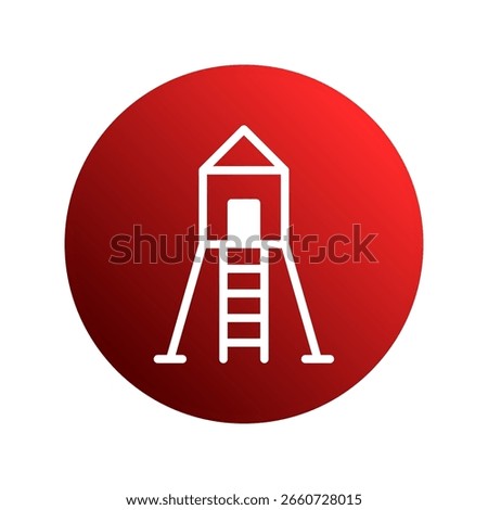 Iconic lifeguard tower symbol on a vibrant red circle symbolizing safety emergency rescue station coastal vigilance beach lifeguard