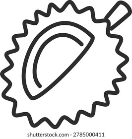 Iconic line icon of a durian fruit with sharp thorns. Represents the 