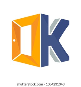 iconic logo with a combination of open door concept and initial letter O&K