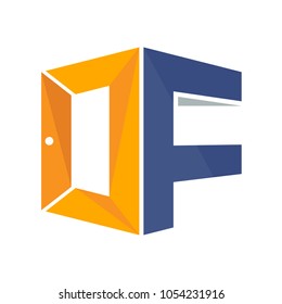 iconic logo with a combination of open door concept and initial letter O&F