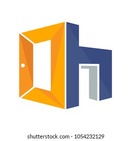 iconic logo with a combination of open door concept and initial letter O&H